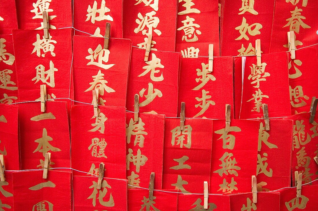 Traditional hand painted Chinese New Year decorations for sale in Hong Kong