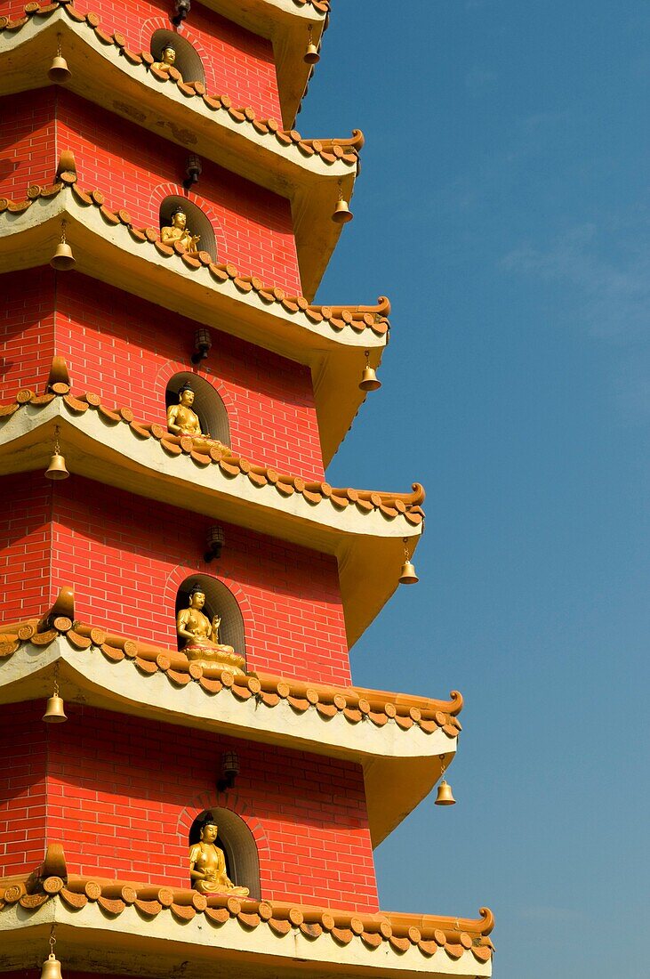 Red pagoda at the ten thousand buddhas monastery Sha Tin Hong Kong China