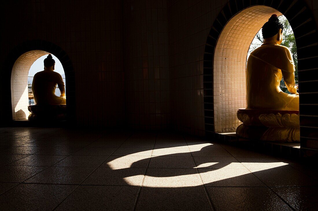 Shadow of a buddha statue at the ten thousand buddhas monastery Sha Tin Hong Kong China