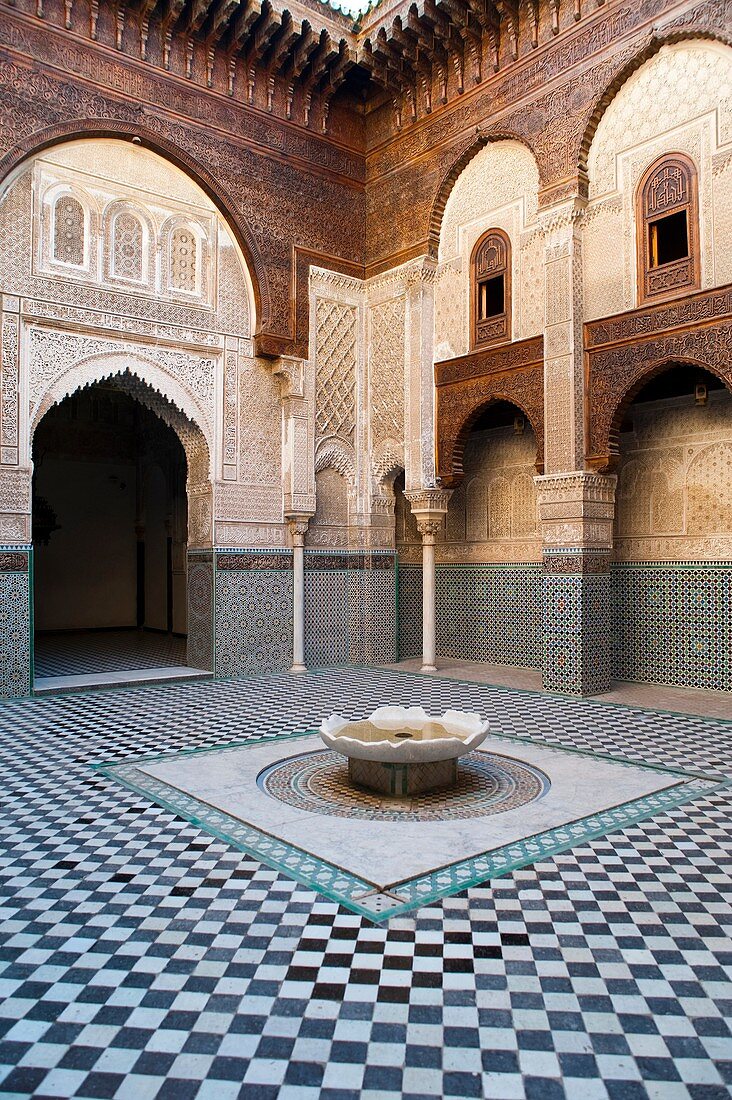 Bou Inania Madrasah, courtyard, medina, Fez, Morocco