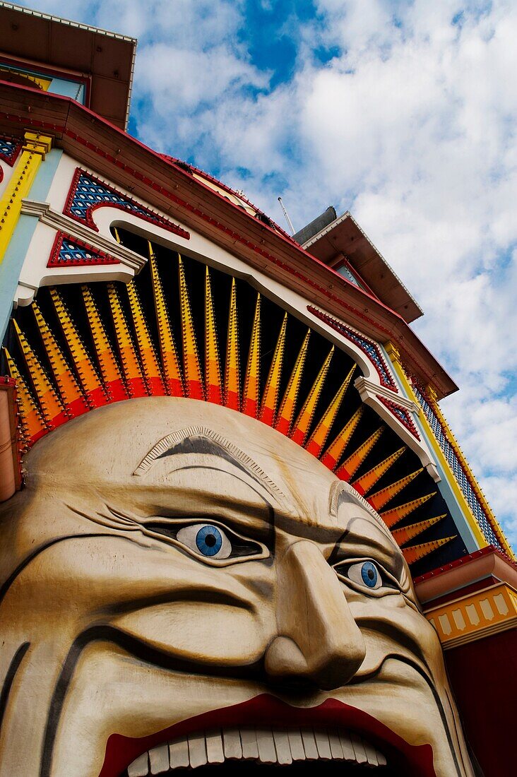 Amusement park entrance, Harbour, St Kilda district, Melbourne, Victoria, Australia