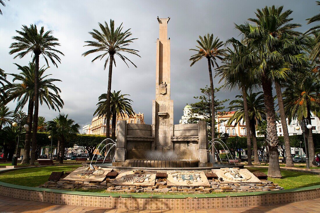 Fountain, Plaza de España, Melilla, Spain, Europe