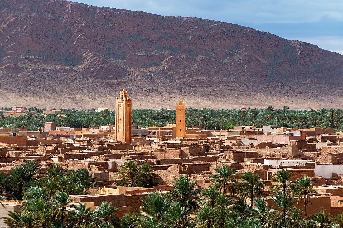 Panorama of Figuig, province of Figuig, Oriental Region, Morocco