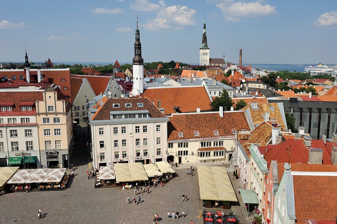 Rathausplatz vom Glockenturm aus gesehen, Tallinn, estland, nordeuropa