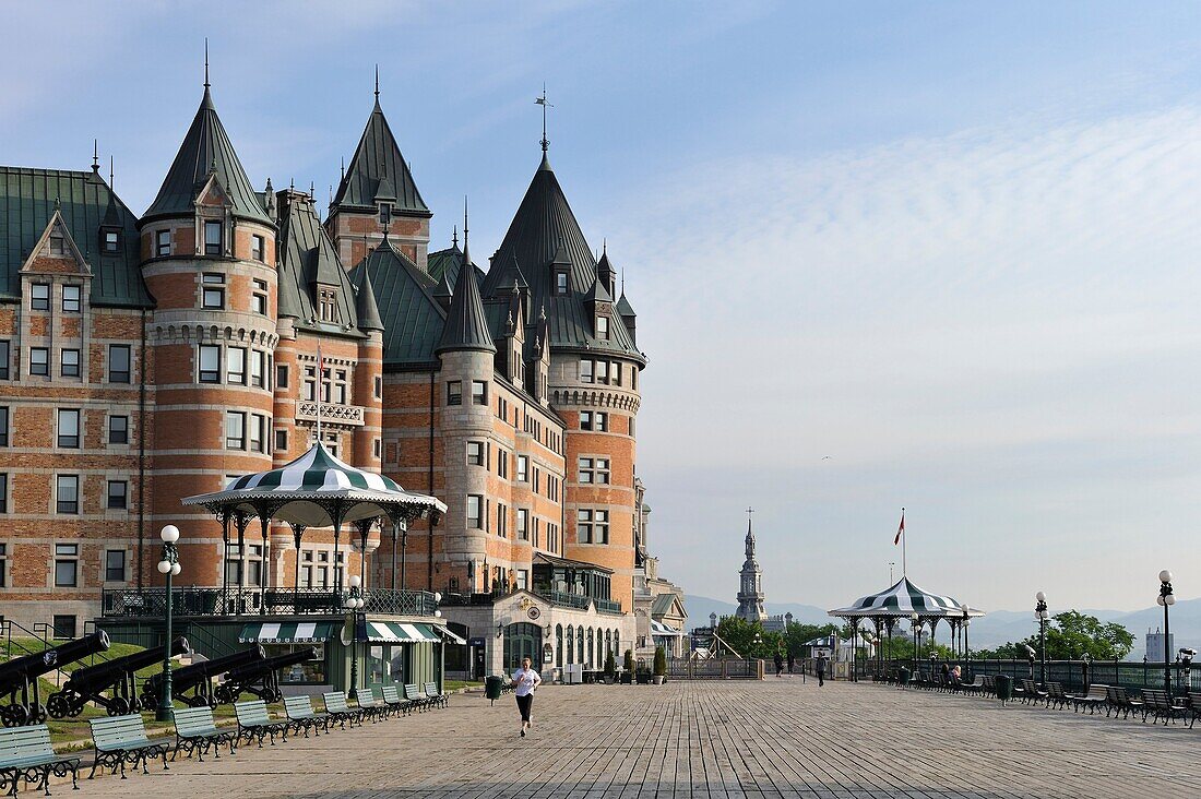 Chateau Frontenac and Dufferin Terrace, Quebec city, Province of Quebec, Canada, North America