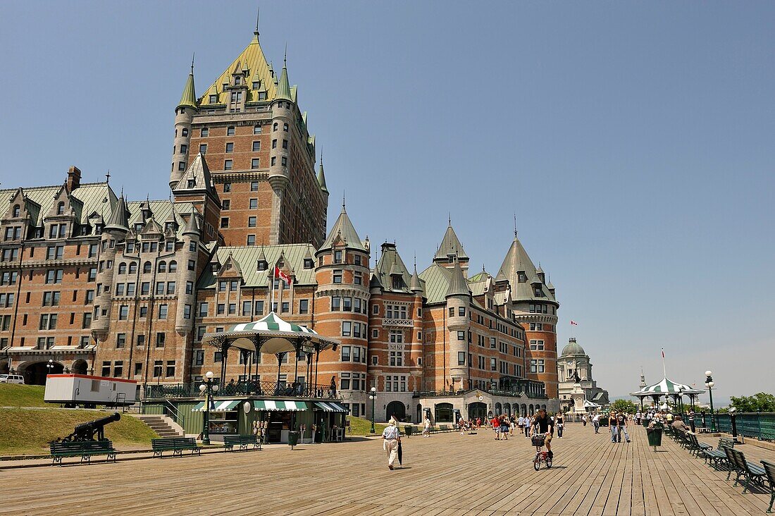 Chateau Frontenac and Dufferin Terrace, Quebec city, Province of Quebec, Canada, North America
