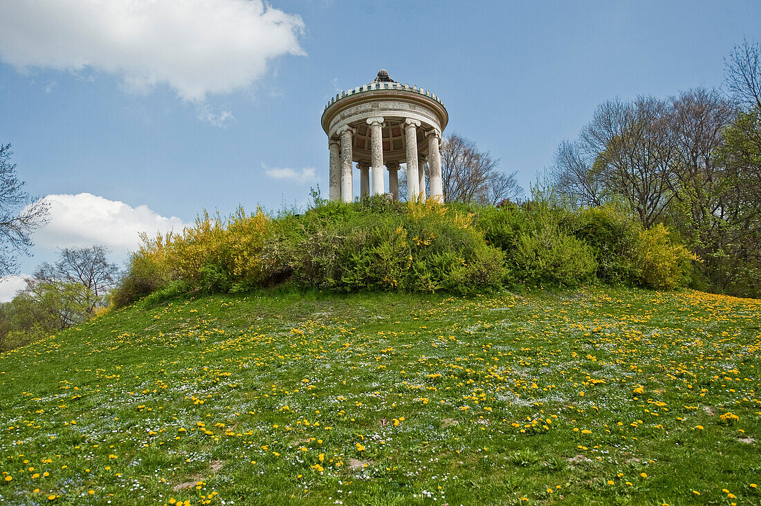 Monopteros temple, Englischer Garten, park in spring, Munich, Upper Bavaria, Germany, Europe