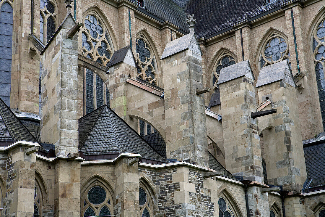 Altenberger Dom, Strebewerk an der Vierung, ein ehemaliges Kloster der Zisterzienser, Altenberg, Bergisches Land, Nordrhein-Westfalen, Deutschland, Europa