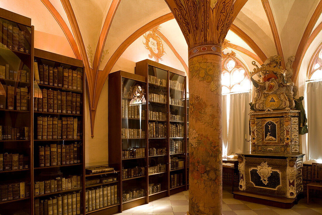 Library of St. Nikolaus-Hospitals, Cusanusstift, Bernkastel-Kues, Rhineland-Palatinate, Germany, Europe