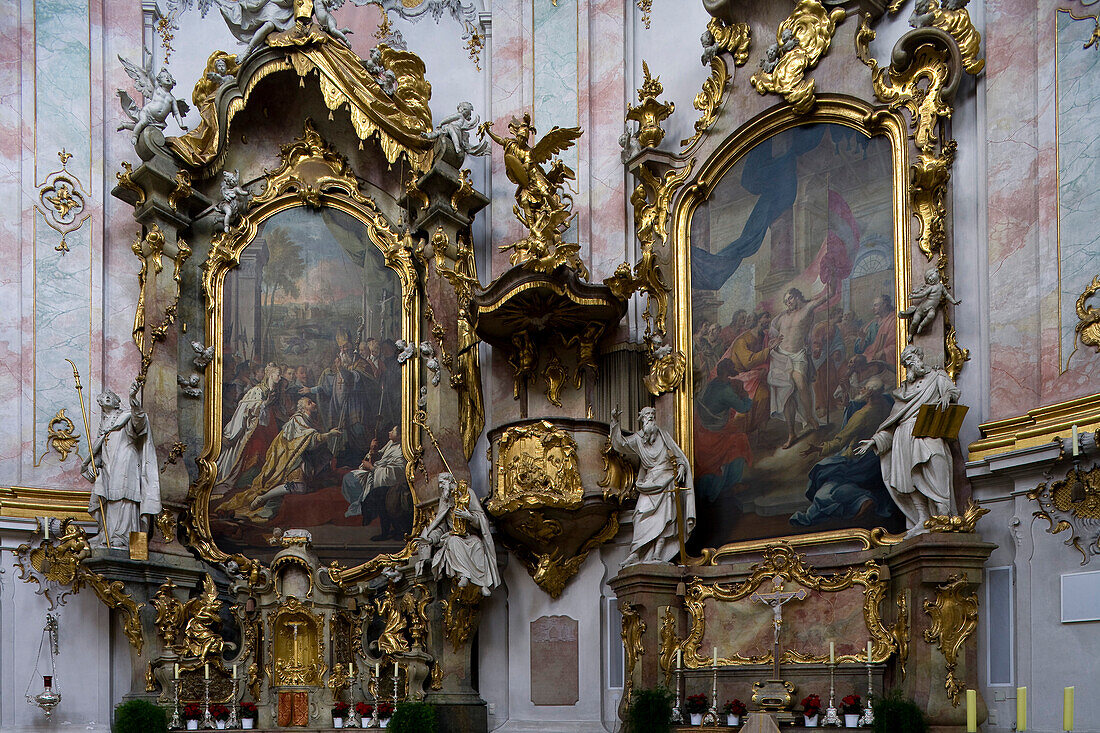 Gemälde in der Klosterkirche von Kloster Ettal, Benediktinerabtei, Ettal, Bayern, Deutschland, Europa