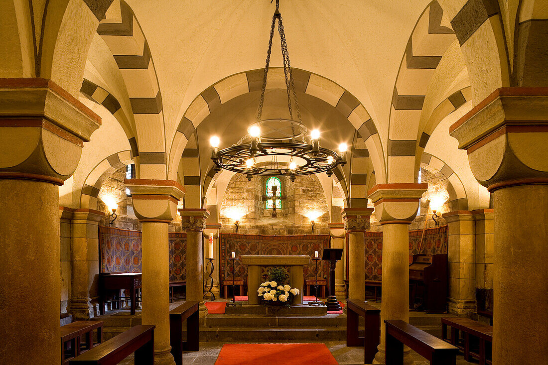 Crypt at Maria Laach abbey, Eifel, Rhineland-Palatinate, Germany, Europe