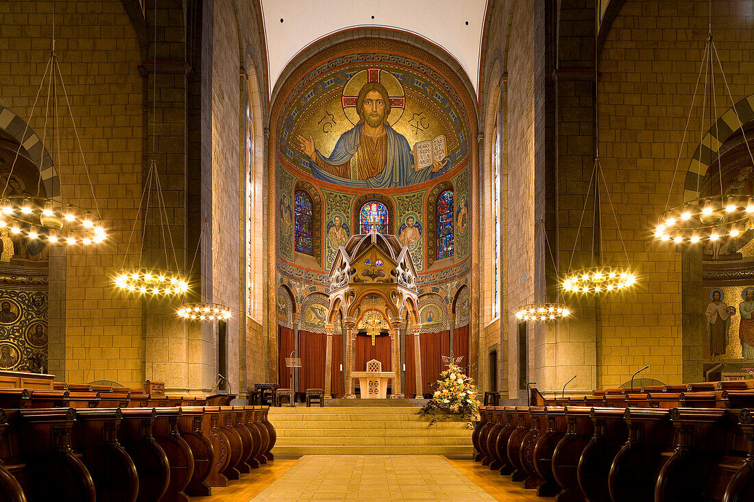 Interior view of Maria Laach abbey, Eifel, Rhineland-Palatinate, Germany, Europe