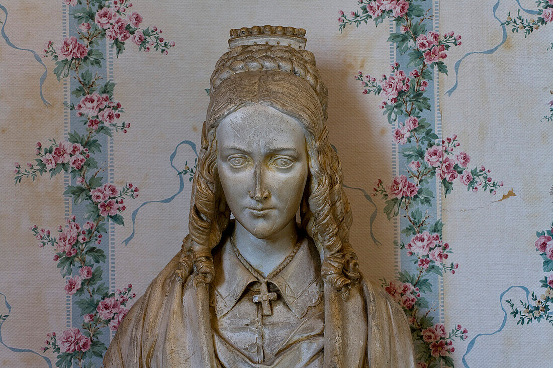 Bust of poetess Annette von Droste-Hülshoffs at Castle Meersburg, Meersburg, Lake Constance, Baden-Württemberg, Germany, Europe