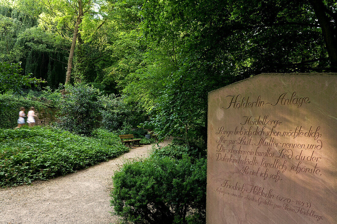 Hölderlin Anlage mit dem Hölderlinstein, Philosophenweg, Heidelberg, Baden-Württemberg, Deutschland, Europa