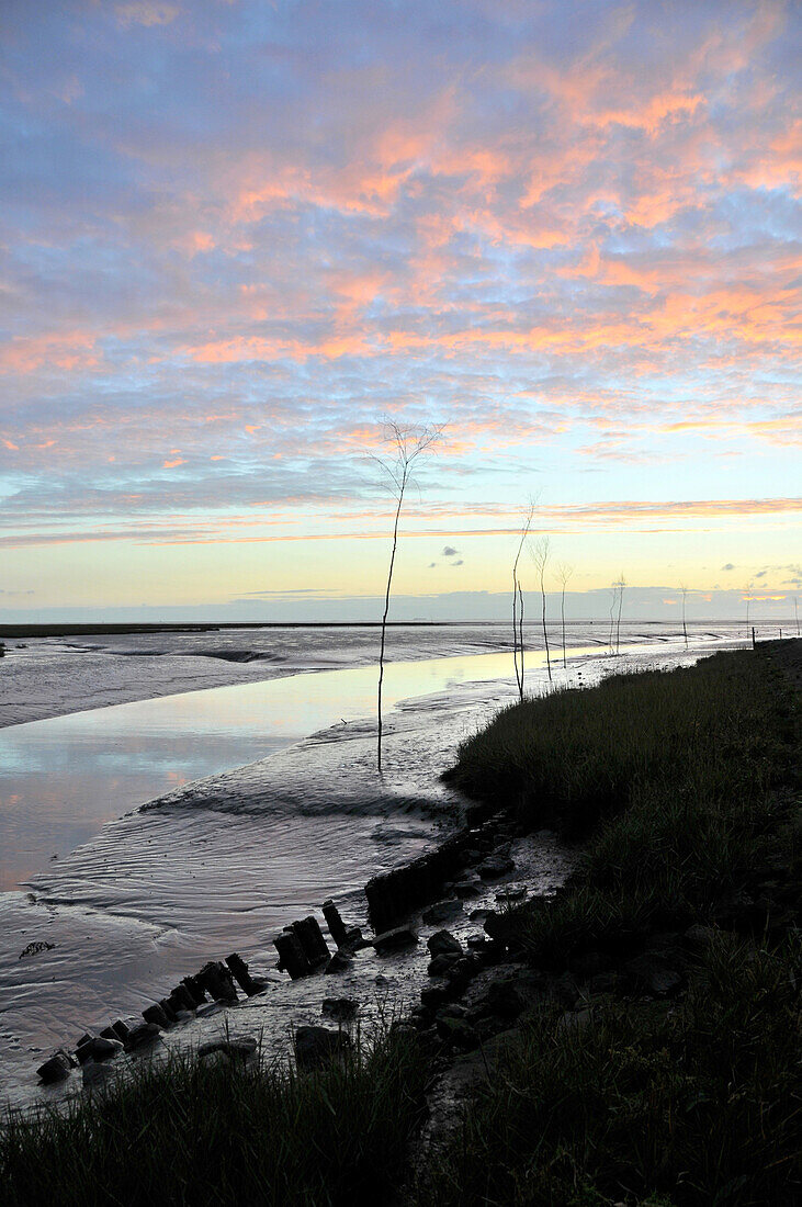 Mudflats in Spieka near Nordholz, North Sea coast of Lower Saxony, Germany