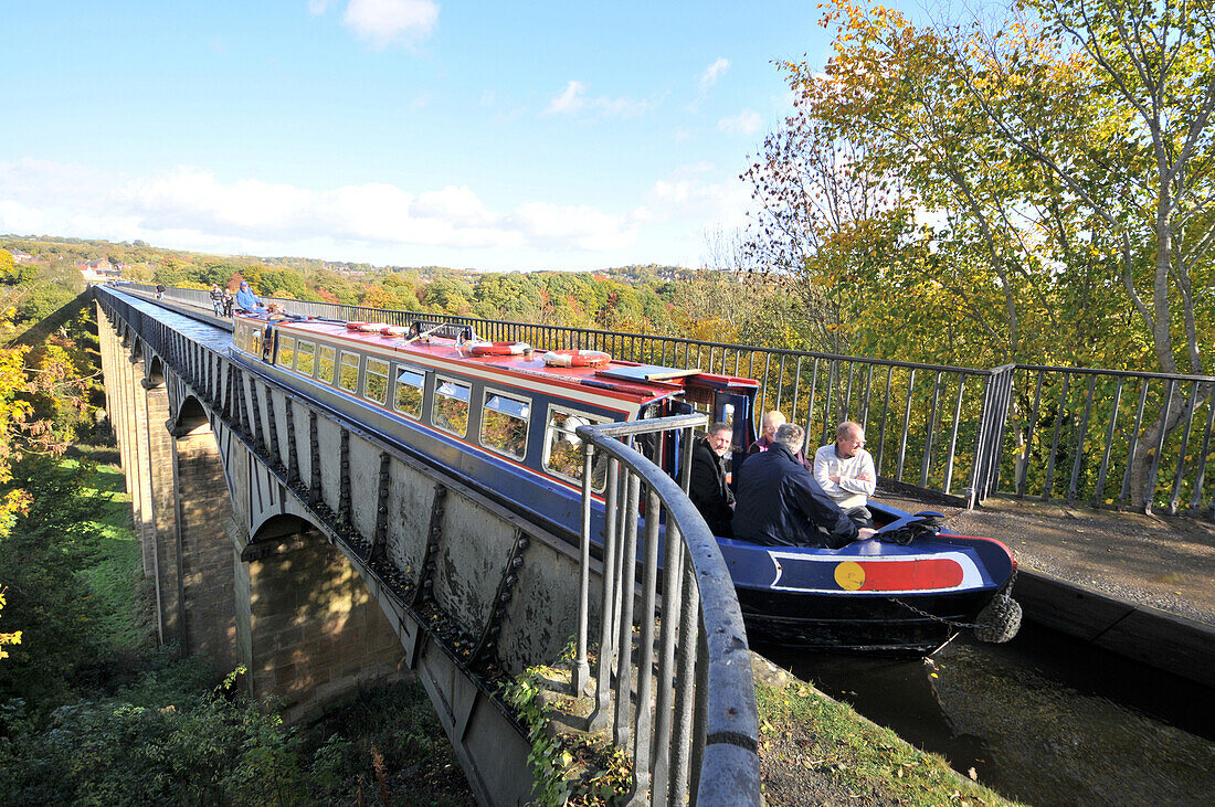 The Pontcysyllte Aqueduct is an aqueduct that carries the Llangollen Canal over the valley of the River Dee, near Llangollen, Denbighshire, North-Wales, Wales, Great Britain