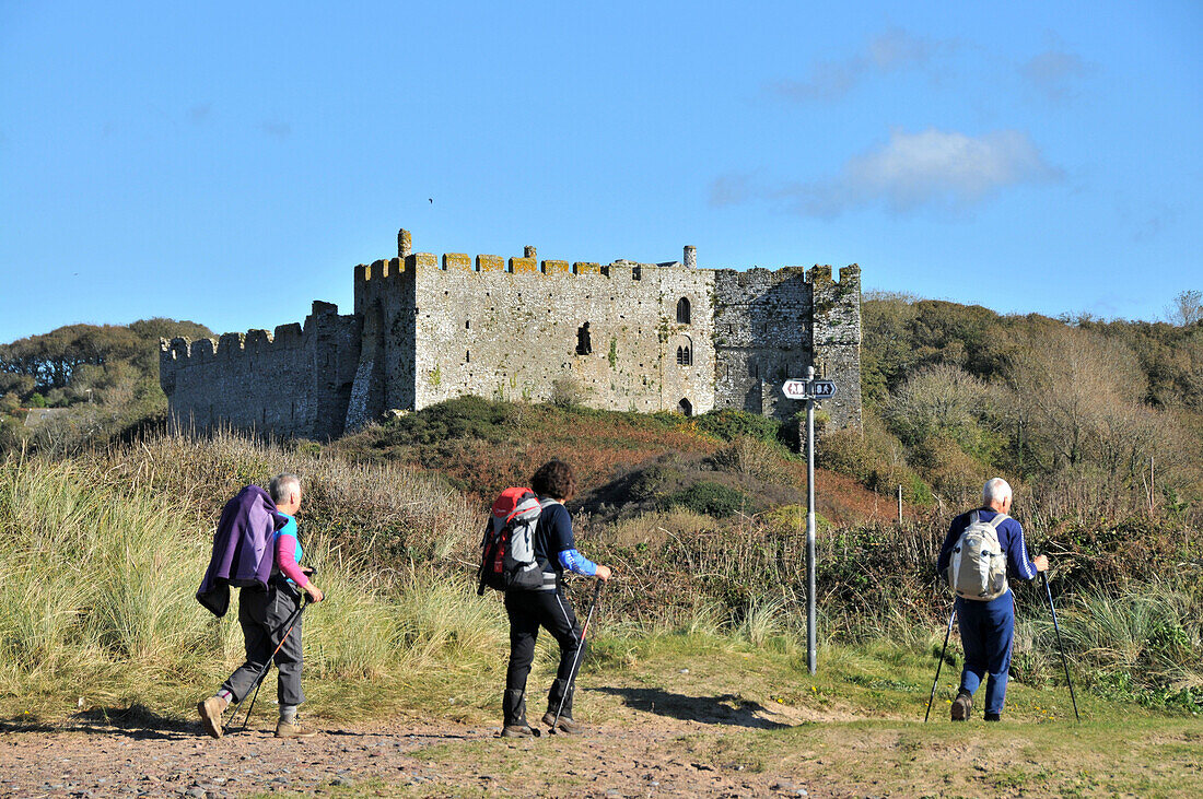 Manorbier Castle in the Pembrokeshire Coast National Park, Pembrokeshire, south-Wales, Wales, Great Britain