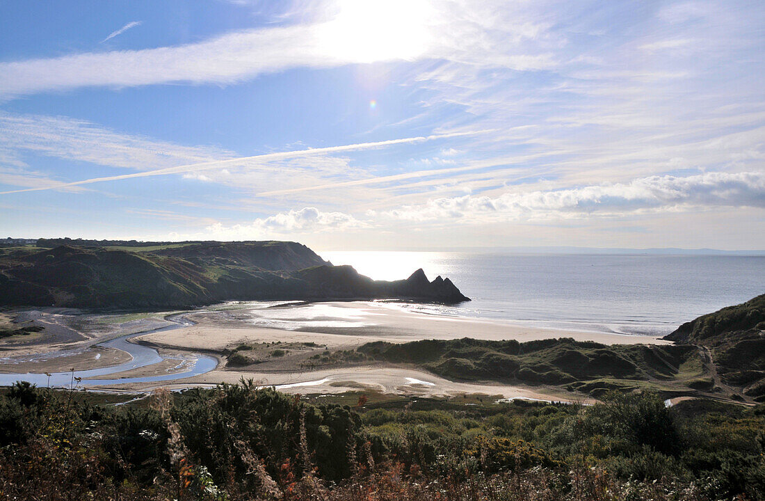 Three Cliffs Bay, Gower peninsula, Swansea, south-Wales, Wales, Great Britain
