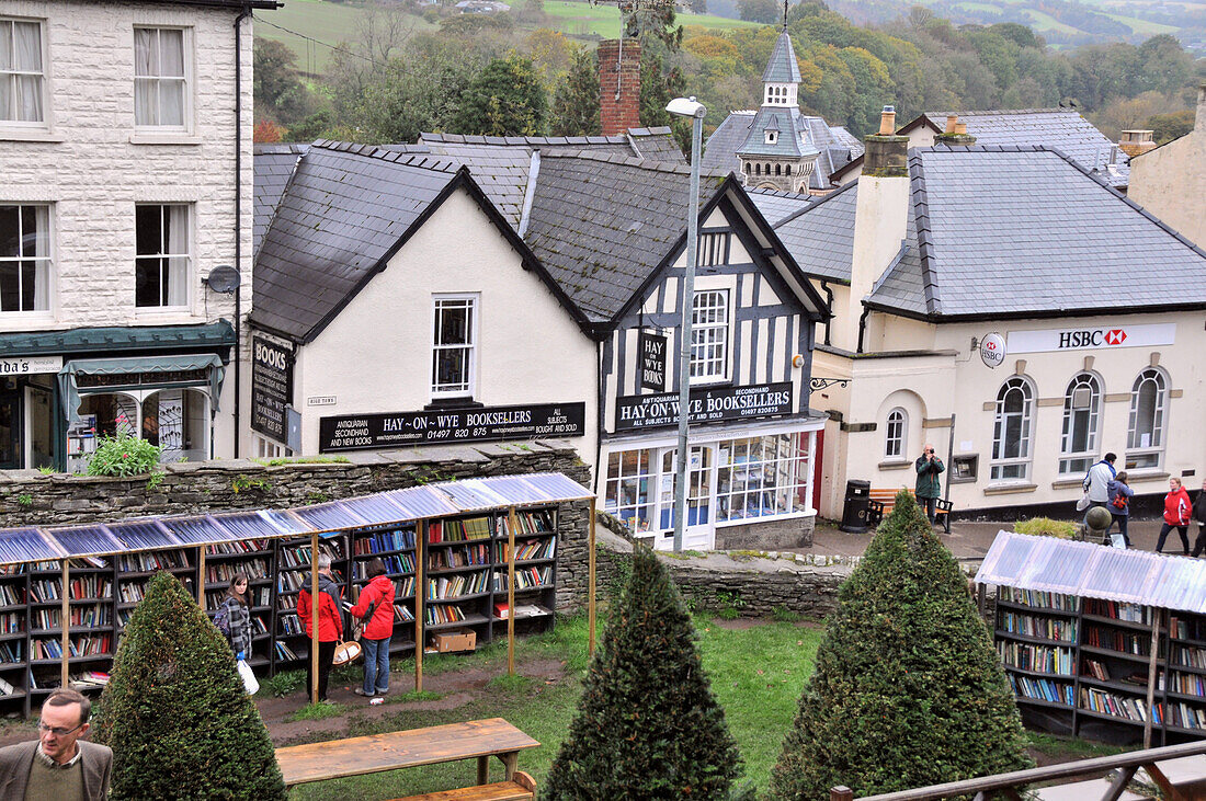 Village of Hay-on-Wye, often described as the town of books,  Powys, south-Wales, Wales, Great Britain