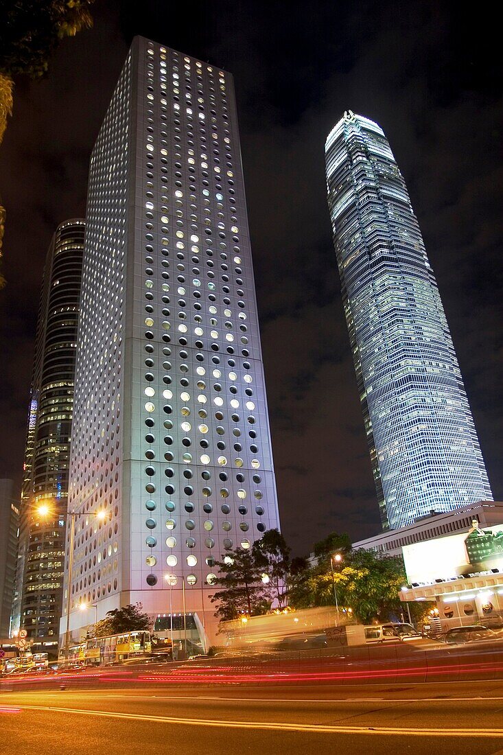 Jardine House L and International Finance Centre IFC Tower 2 at night in Central, Hong Kong Tallest building in Hong Kong