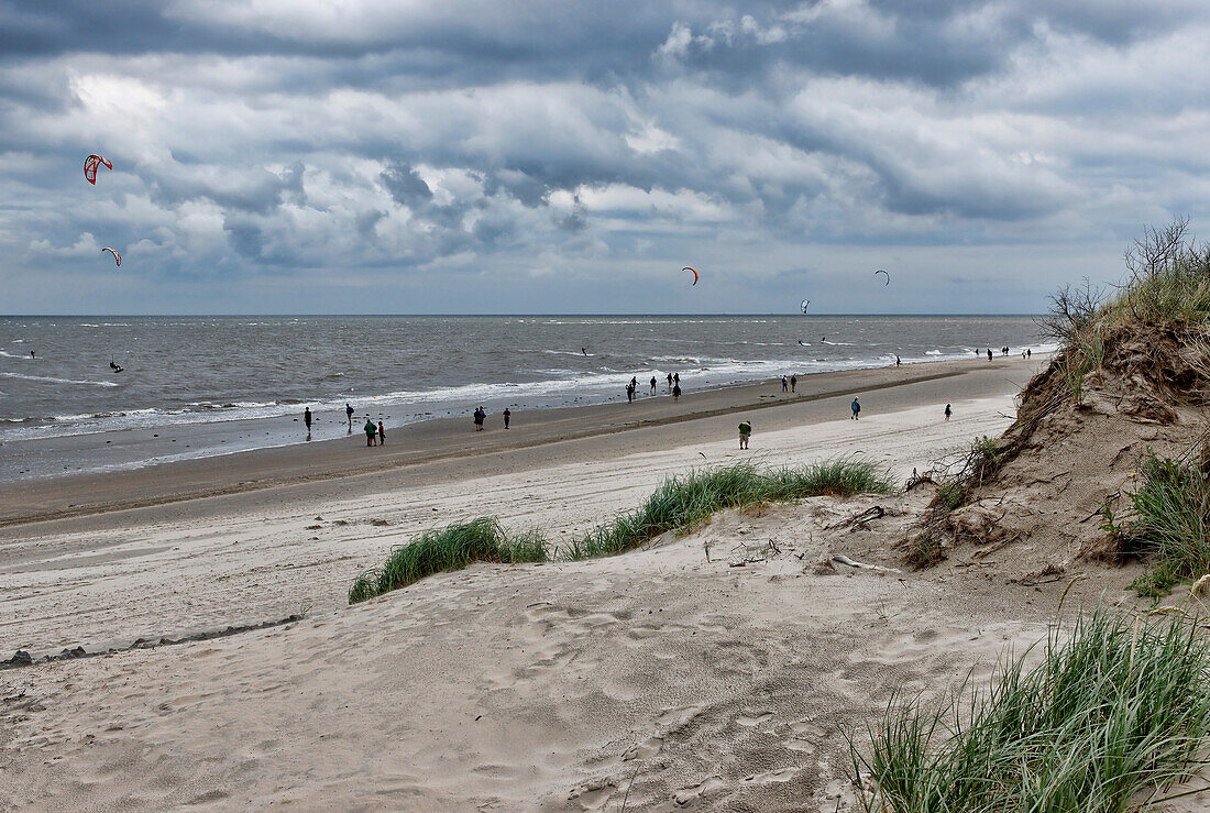 Windy day on the beach, Westdorf, North Sea Island of Baltrum, East Frisia, Lower Saxony, Germany
