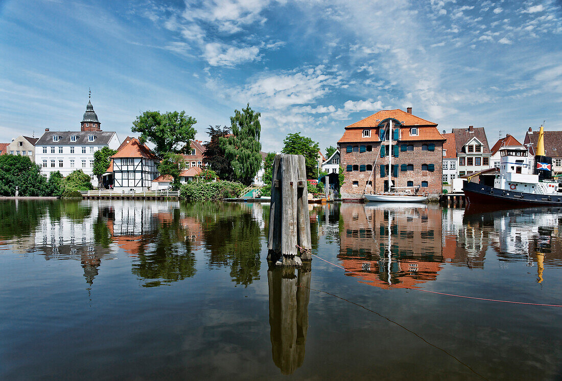 Harbour along the Elbe in Glueckstadt, Schleswig-Holstein, Germany