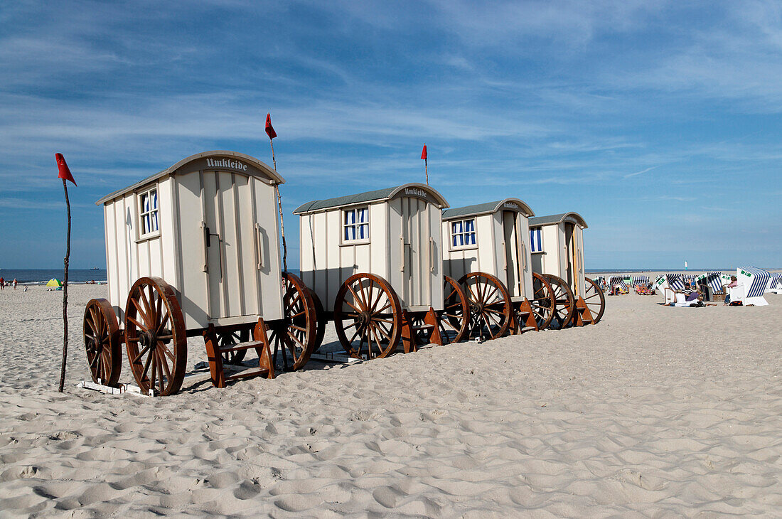 Bathing Carts, White Dunes, North Seaside Resort Norderney, East Frisia, Lower Saxony, Germany