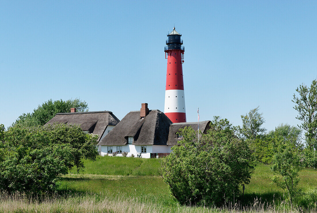 Lighthouse at Tammensiel, North Frisian Island Pellworm, Schleswig-Holstein, Germany
