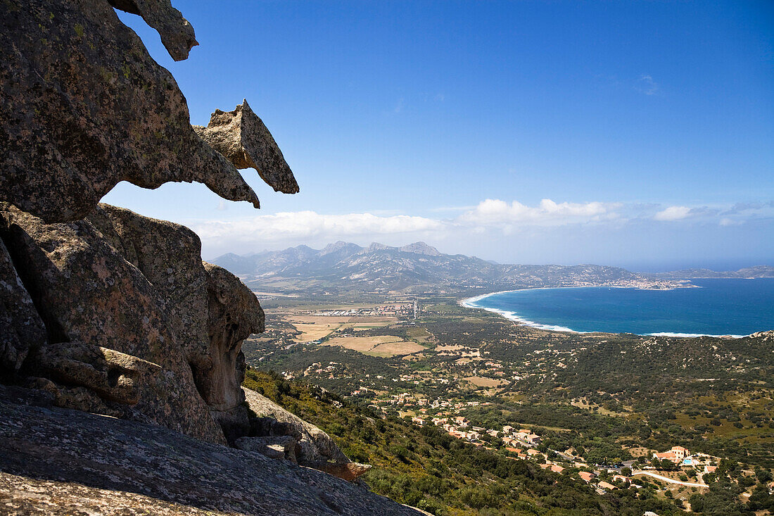 View from Capo d'occi on Calvi Bay, North-west coast, Balagne region, Corsica, France, Europe