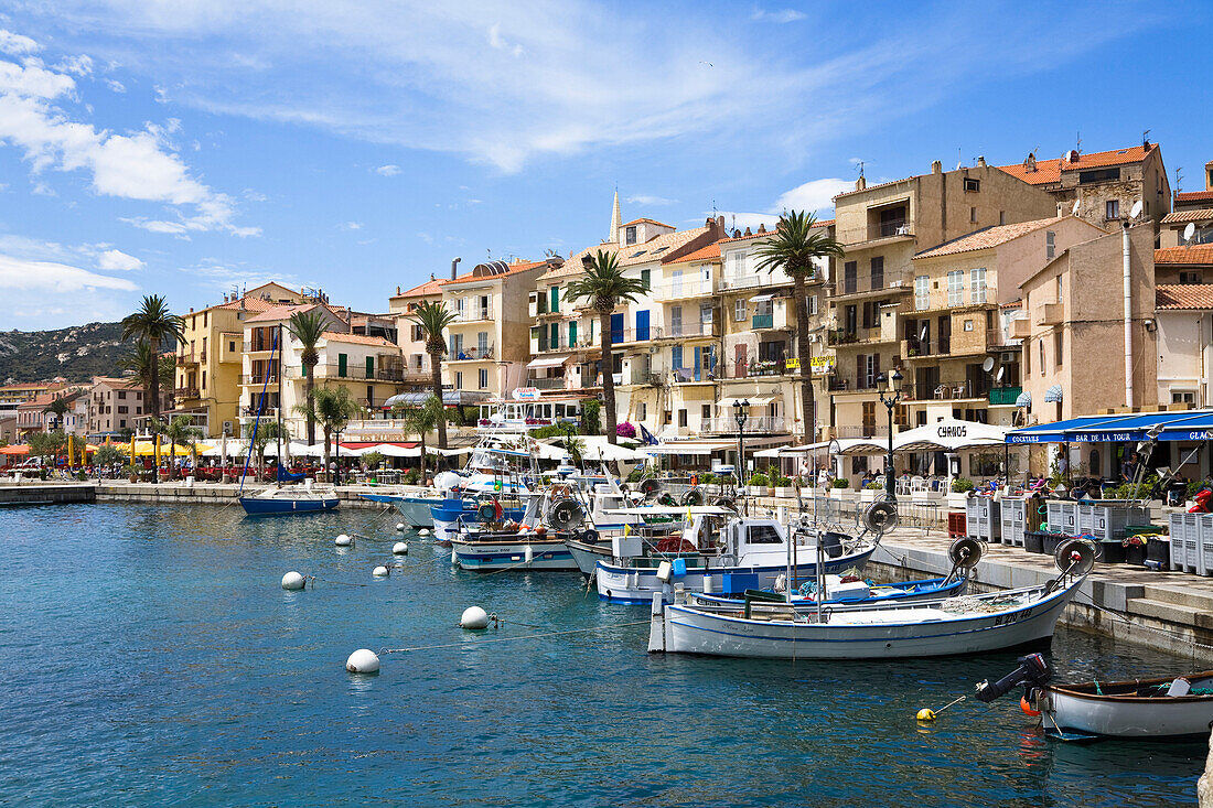 Uferpromenade am Hafen von Calvi, Korsika, Frankreich, Europa