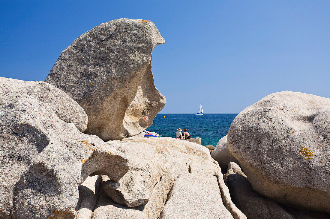 Rocks at beach of Palombaggia, Corsica, France