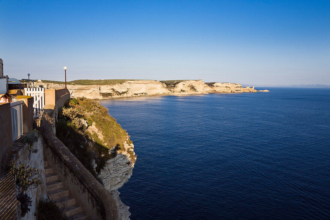 Bonifacio view on the cliffs, south coast, Corsica, France, Europe