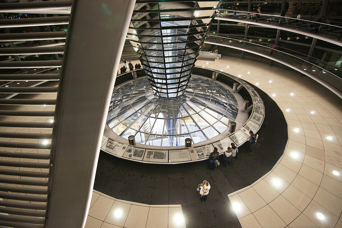 Inside the Reichstag Dome at night, Berlin Mitte, Berlin, Germany, Europe