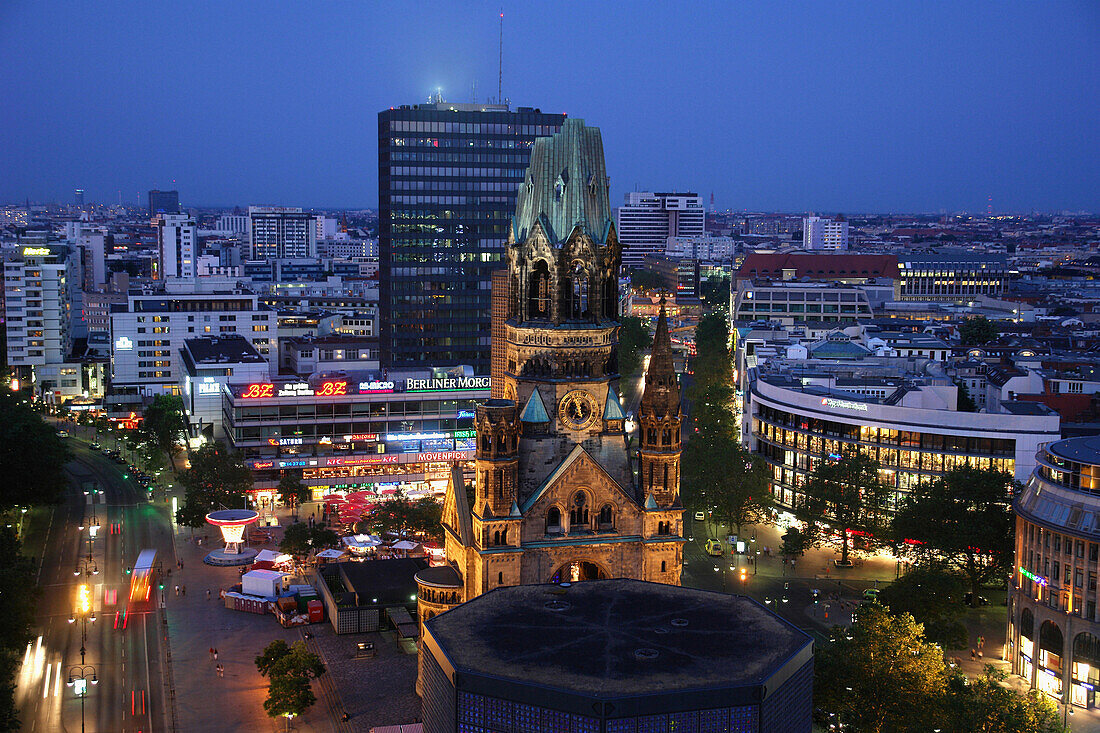 Kaiser Wilhelm Memorial Church at night, Berlin, Germany