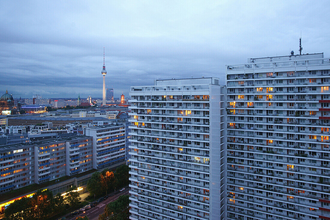 Cityscape with television tower in the background, Berlin Mitte, Berlin, Germany