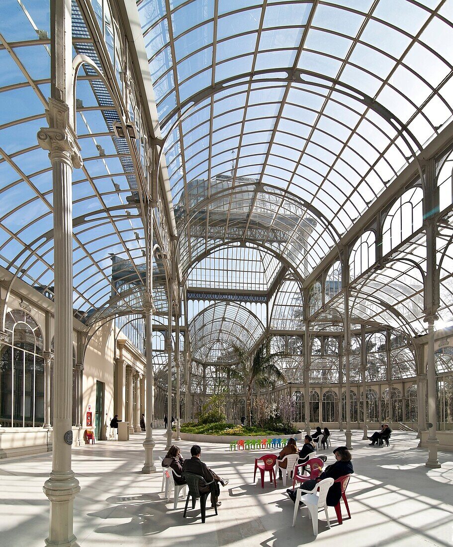The interior of the Palacio de Cristal, Crystal Palace, in The Retiro Park in the centre of Madrid, Spain