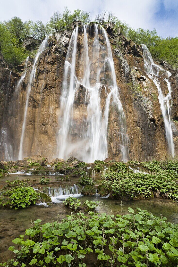 The Plitvice Lakes in the National Park Plitvicka Jezera in Croatia The big Fall Veliki slap in spring The Plitvice Lakes are a string of lakes connected by waterfalls They are in a valley, which becomes a canyon in the lower parts of the National Park