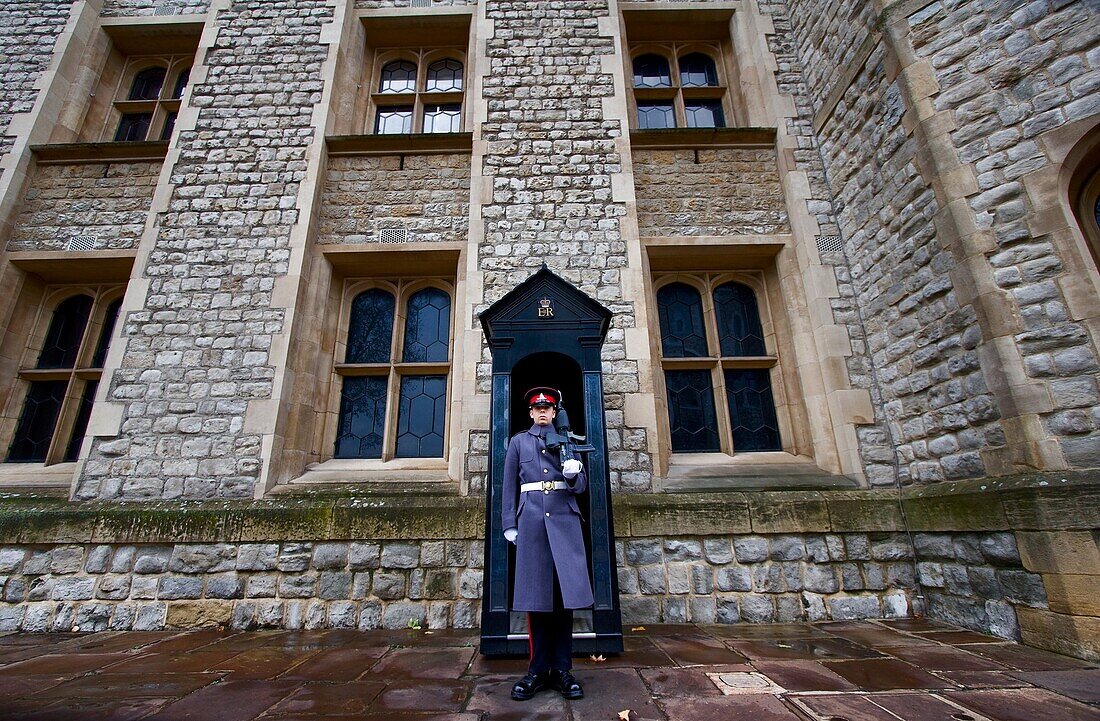 Queen's guard posted at the Tower of London