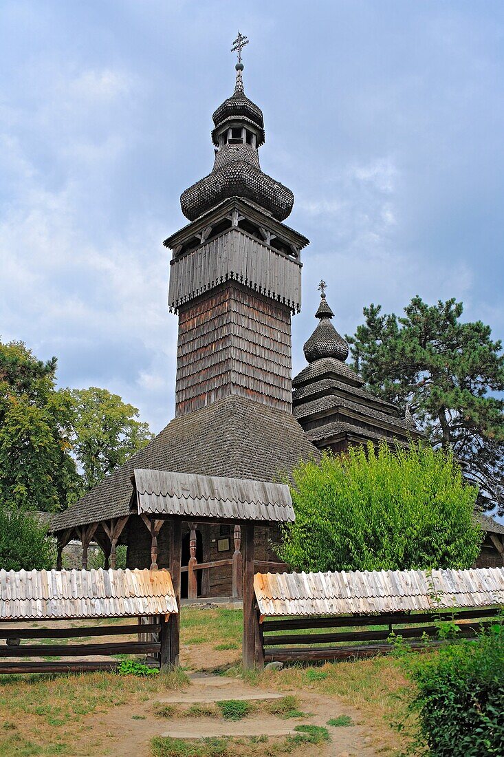 St Michael's wooden church 1777 from the village of Shelestova, Museum of folk architecture and folkways, Uzhhorod, Zakarpattia Oblast Transcarpathian Oblast, Transcarpathia, Zakarpattya, Subcarpathian Rus, Ukraine