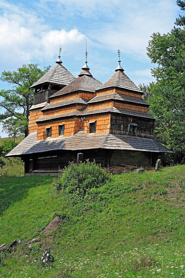 Wooden St Nicholas church 17 century, Chernogolova, Zakarpattia Oblast Transcarpathian Oblast, Transcarpathia, Zakarpattya, Subcarpathian Rus, Ukraine