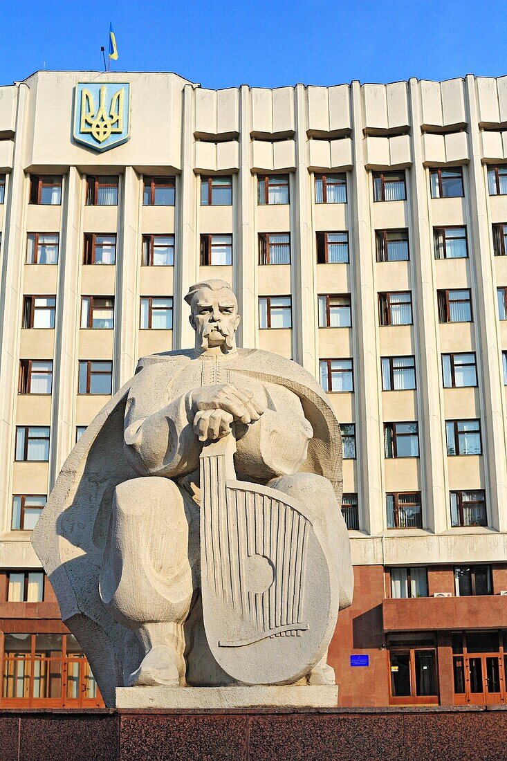 Modern sculptures in front of state administration, Ivano-Frankivsk former Stanyslaviv, Ivano-Frankivsk Oblast province, Ukraine