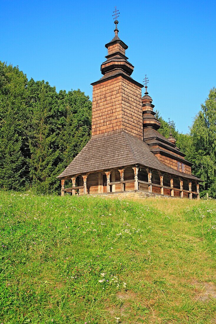 Wooden church, Pirogovo Pyrohiv, Open air museum of national architecture, near Kiev, Ukraine