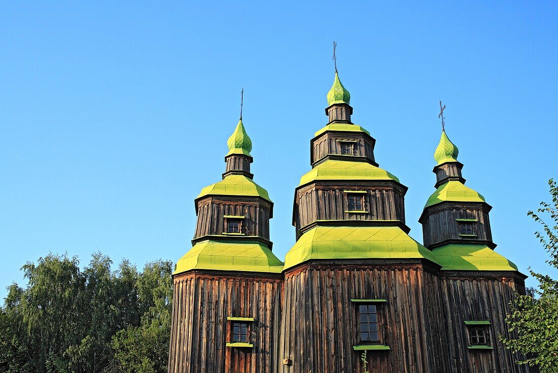 Wooden church, Pirogovo Pyrohiv, Open air museum of national architecture, near Kiev, Ukraine