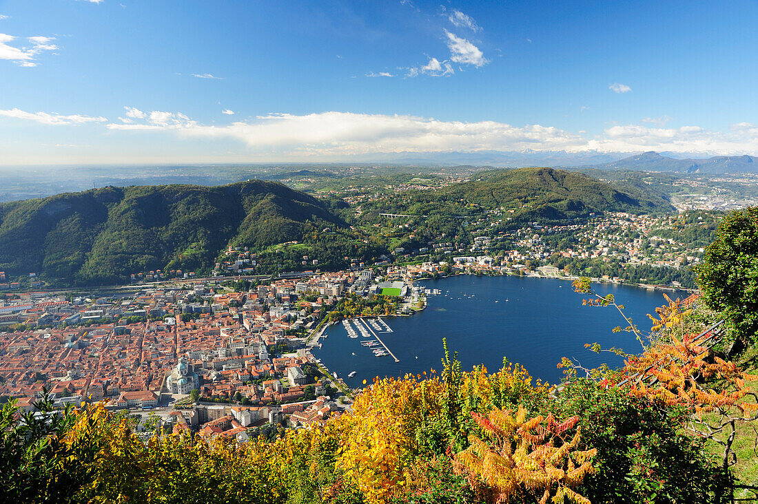 View at the city of Como and lake Como, Como, Lombardy, Italy, Europe