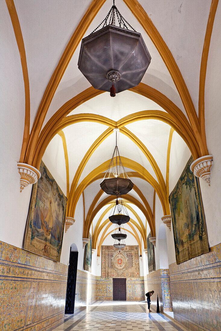 Innenansicht, Alcázar von Sevilla, Königspalast von Sevilla, ursprünglich als maurisches Fort angelegt, Seville, Spanien