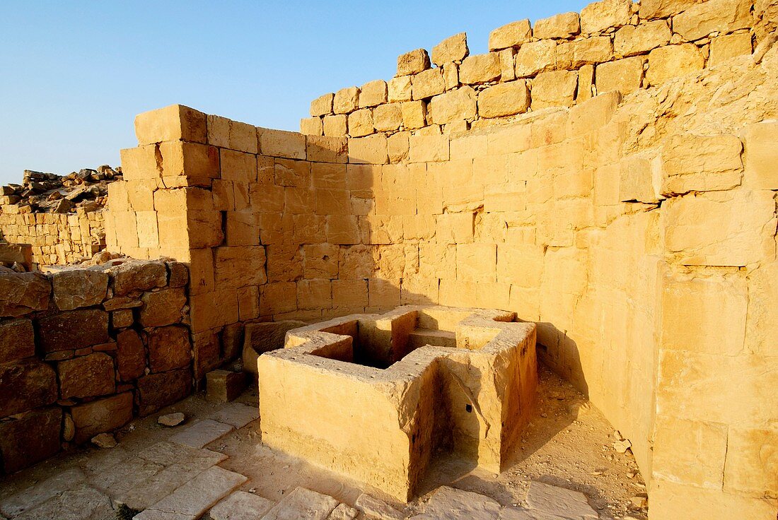 Cross Shaped Baptizing pool, Shivta Sobota is an archeological site in the Negev Desert of Israel Long considered a classic Nabataean town and terminal on the ancient spice route, archeologists are now considering the possibility that the town was actual