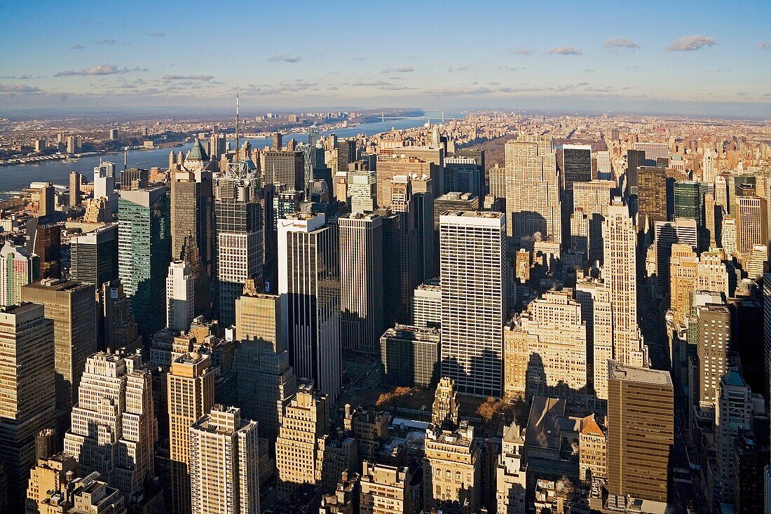 New York City skyline showing Manhattan as seen from the Empire State Building, New York, United States