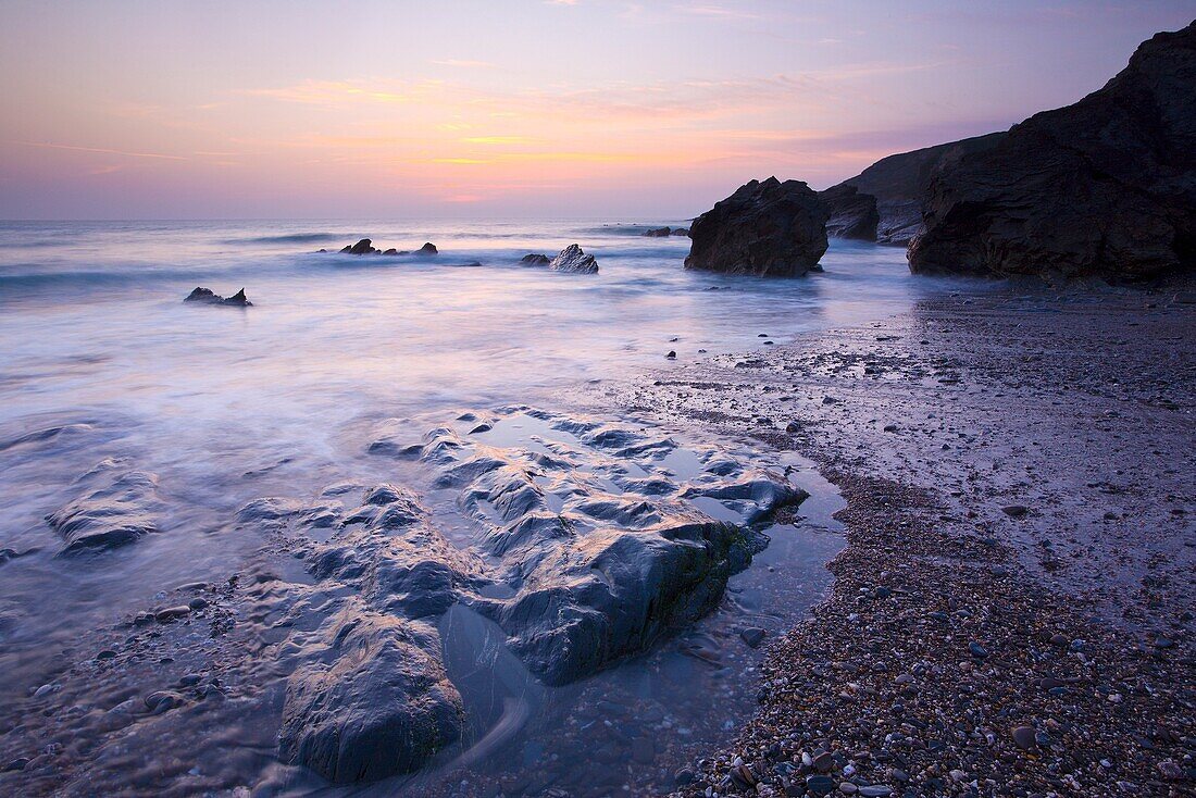 Sunset at Dollar Cove, Gunwalloe Lizard Peninsula, Cornwall England UK