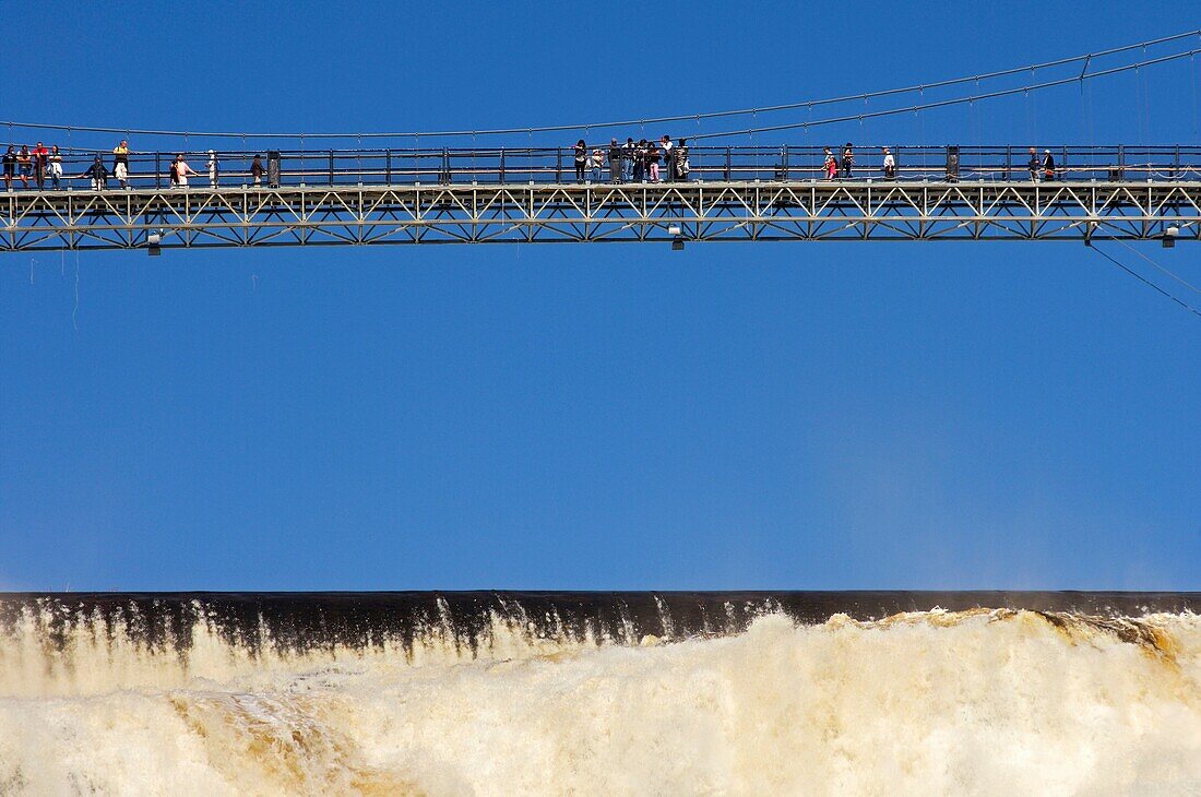 Suspension bridge across the top of the Montmorency Falls, Beauport, Quebec City, Canada