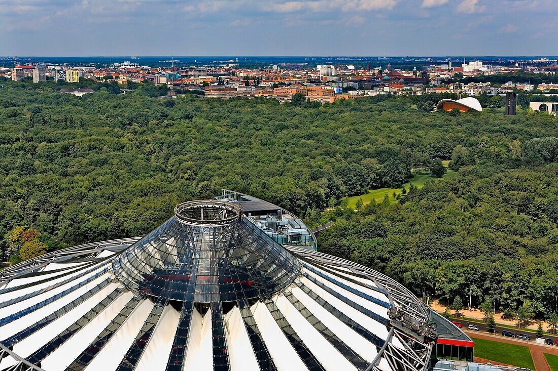 Tiergarten and Cupola of Sony Center Berlin Germany